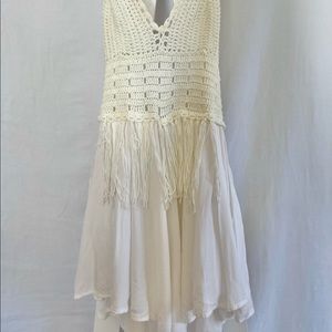 White Crochet Romper Dress